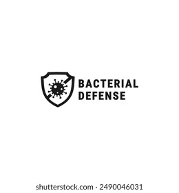 Bacterial defense label or Anti bacterial logo vector isolated. Bacterial defense label for product packaging design element. Antibacterial icon vector for design element.