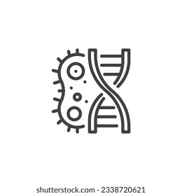 Bacterial DNA line icon. linear style sign for mobile concept and web design. DNA molecule and virus outline vector icon. Biotechnology symbol, logo illustration. Vector graphics