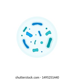 bacterial microorganism in a circle isolated in flat