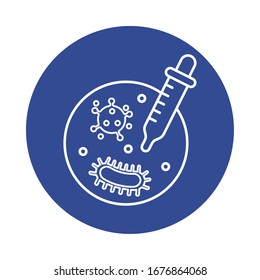 bacterial microorganism in a circle, line block style icon vector illustration design
