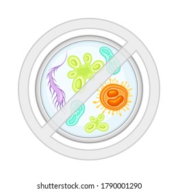 Microorganismos bacterianos y objetos causantes de enfermedades en la ilustración de vectores circulares cruzados