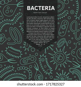 Bacterial microorganism template. Bacteria and germs colorful set, micro-organisms disease-causing objects, cell cancer, bacteria, viruses, fungi, protozoa.Vector flat style cartoon illustration icon