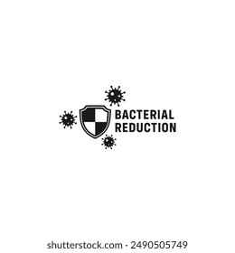 Bacterial reduction label or Anti reduction sign vector isolated. Bacterial reduction label for product packaging design element. Antibacterial icon vector for design element.