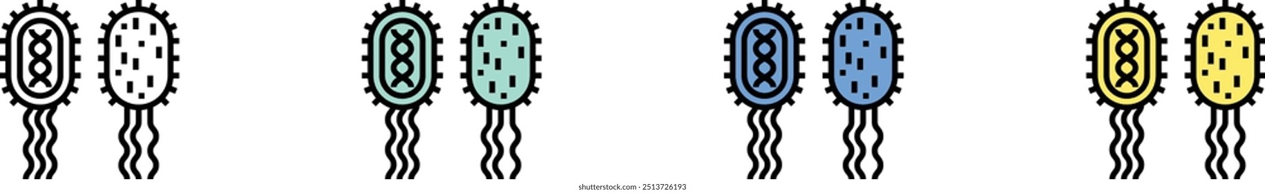 bacterias icon. Outline, Green, Blue and Yellow Style Design Isolated On White Background