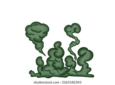 Bacterias and Mold Monster Character, Poisonous spores, Green Smoke It affects bread and other foods. Fungus cartoon On White background. Vector realistic illustration.