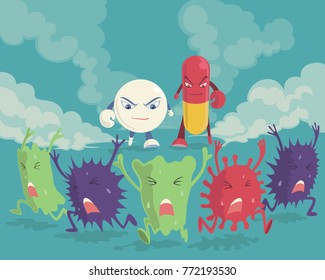 bacterias run away two medicine hero