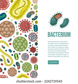bacterias vertical baner . human bacterium microbiology concept background. Vector seamless templates