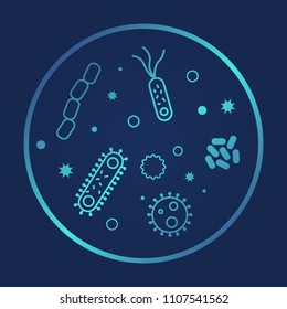 Bacterias  and viruses icons. Vector illustration on dark background