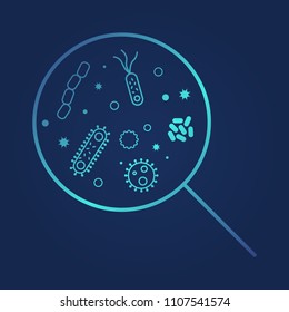 Bacterias  and viruses icons. Vector illustration on dark background