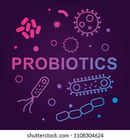 Bacterias  and viruses icons. Vector illustration on dark background