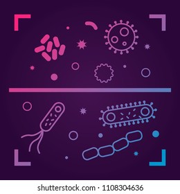 Bacterias  and viruses icons. Vector illustration on dark background