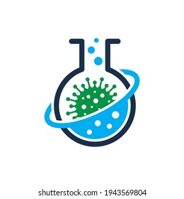Elemento de diseño del logotipo de laboratorio de bacterias