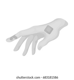 Bactericidal plaster on the arm. Medicine single icon in monochrome style vector symbol stock illustration web.