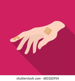 Bactericidal plaster on the arm. Medicine single icon in flat style vector symbol stock illustration web.