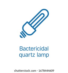 Bakterizide Quarzlampe. Vernichtung des Virus, Bakterien. Lineares Vektorillustration-Symbol einzeln auf weißem Hintergrund.