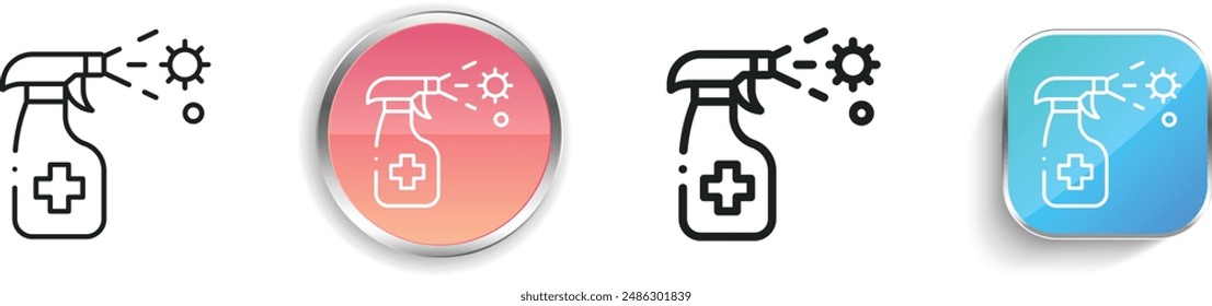 icono de bactericida. Diseño delgado de estilo lineal, regular y de Botón aislado sobre fondo blanco