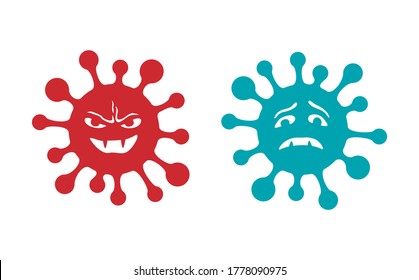 Bacteries or virus in evil and sad emotions - isolated vector cartoon icons for children healthcare