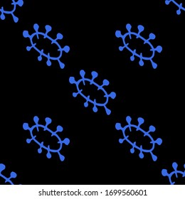 Bacteriological Seamless Pattern. Simple Virus Infection Vector Illustration Molecular structure Backdrop. Antiviral in hospital Background.  Virus Illustration.
