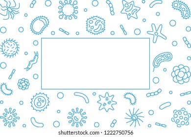 Bacteriology blue horizontal frame with empty space for text - vector concept illustration