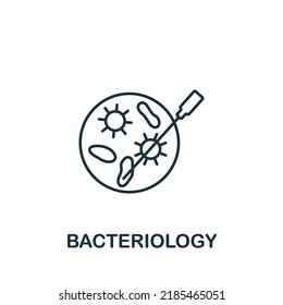 Icono de bacteriología. Icono monocromo simple de bioingeniería para plantillas, diseño web e infografías