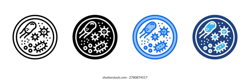 Bacteriology icon set multiple style collection