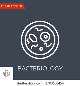 Bacteriology Thin Line Vector Icon. Flat Icon Isolated on the Black Background. Editable Stroke EPS file. Vector illustration.