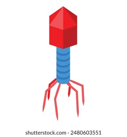 Bacteriophage virus attacking bacteria with tail fibers for infection