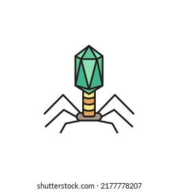 Bacteriophage virus icon. High quality coloured vector illustration.