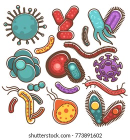 Bacterio y bacterias o virus y microorganismos bacterianos parásitos vectores