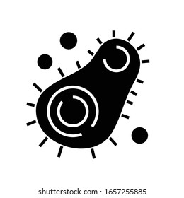 Bacterium schwarz Symbol, Concept Illustration, Vektorillustration flach Symbol, Glyph-Zeichen.