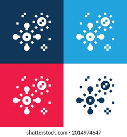 Bacterium blue and red four color minimal icon set