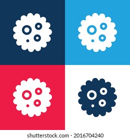 Juego de iconos mínimo de cuatro colores azul y rojo