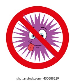 bacterium character denied isolated icon design, vector illustration  graphic 