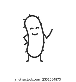 Carácter bacteriano, icono lineal. Línea con trazo editable