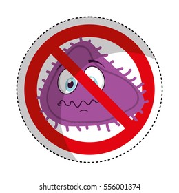 bacterium comic character with denied sign icon vector illustration design