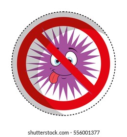 bacterium comic character with denied sign icon vector illustration design