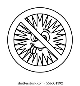 bacterium comic character with denied sign icon vector illustration design