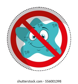 bacterium comic character with denied sign icon vector illustration design