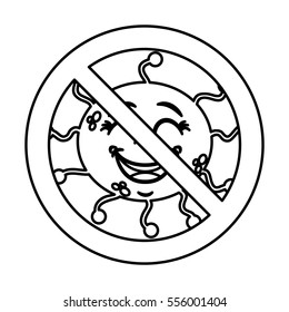 bacterium comic character with denied sign icon vector illustration design