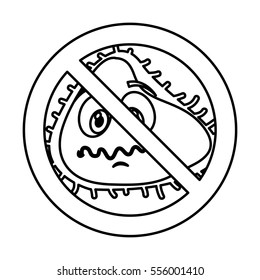 bacterium comic character with denied sign icon vector illustration design