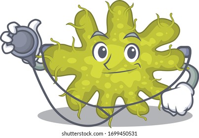 Bacterium in doctor cartoon character with tools