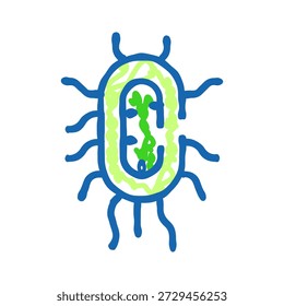 Desenho de bactérias representando um micro-organismo ou célula germinativa em um contexto biológico, ilustrando patógenos invisíveis e formas de vida microscópicas relevantes para a saúde, ciência e medicina