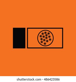 Bacterium glass icon. Orange background with black. Vector illustration.