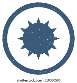 Bacterium grainy textured icon inside circle for overlay watermark stamps. Flat symbol with scratched texture.