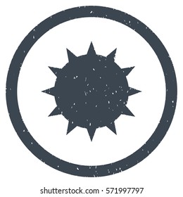 Bacterium grainy textured icon inside circle for overlay watermark stamps. Flat symbol with unclean texture.