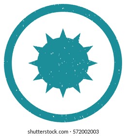 Bacterium grainy textured icon inside circle for overlay watermark stamps. Flat symbol with unclean texture.
