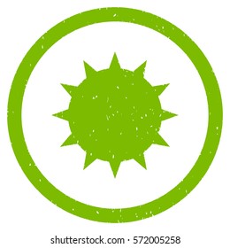 Bacterium grainy textured icon inside circle for overlay watermark stamps. Flat symbol with scratched texture.