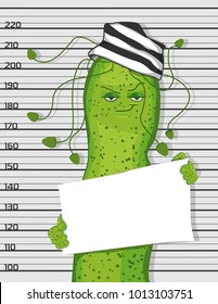 bacterium Helicobacter pylori in the image of a criminal. cartoon bacterium.