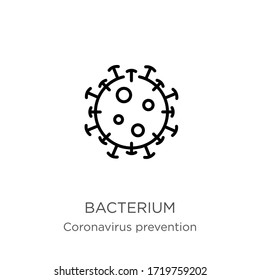 Bacterium icon. Thin linear bacterium outline icon isolated on white background from Coronavirus Prevention collection. Modern line vector sign, symbol, stroke for web and mobile