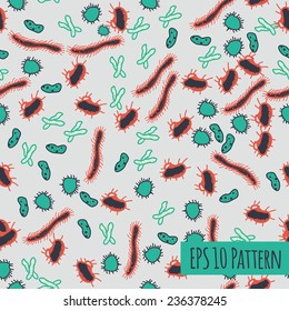 Bacterium Seamless pattern in flat style EPS10